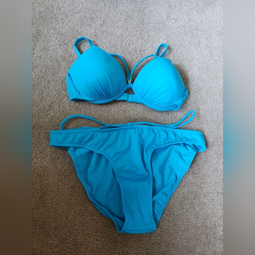 Venus bikini aqua blue pushup underwire c cup 12 nip